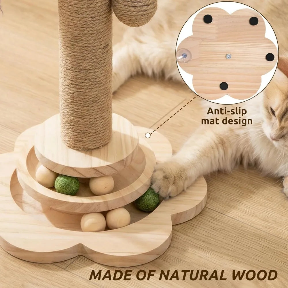 COBASPORT Interactive Cat Scratching Post With 2 Tier Ball Track Sisal Catnip