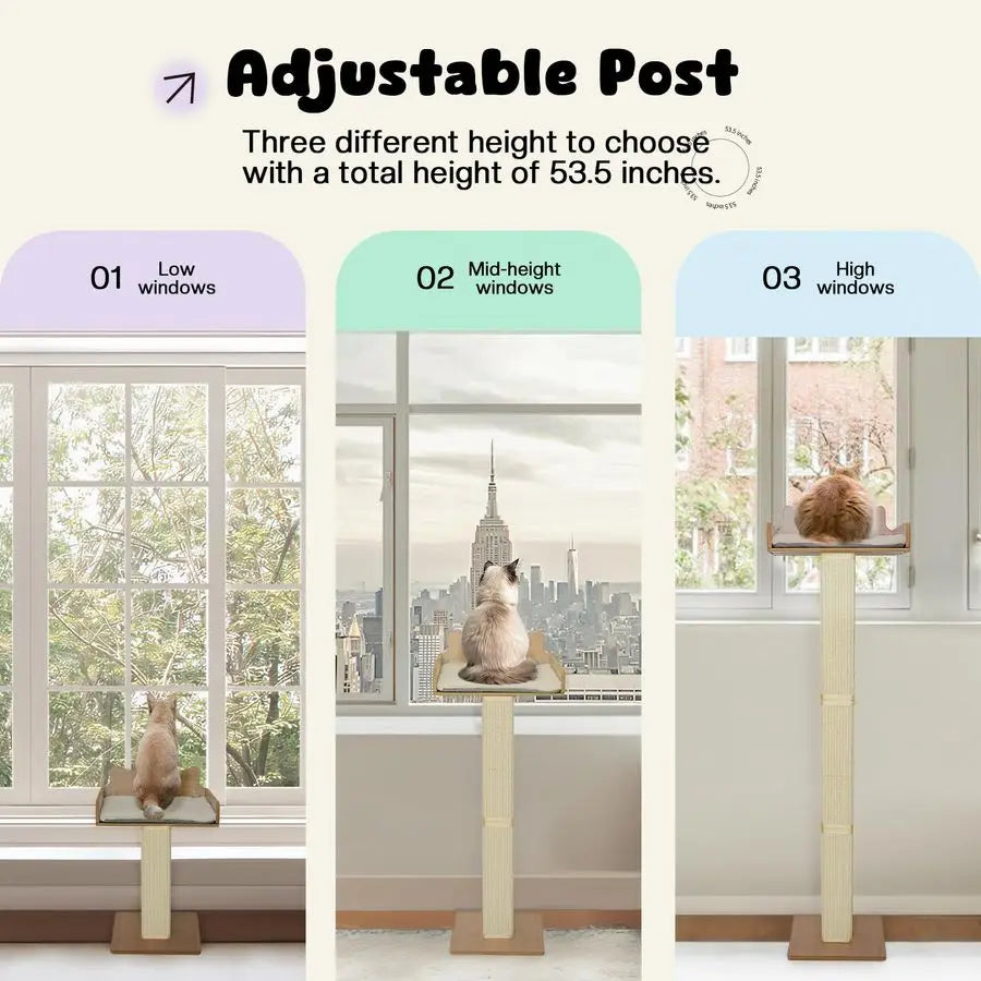 XMSJ Window Cat Perch With Adjustable Sisal Scratching Post Hammock