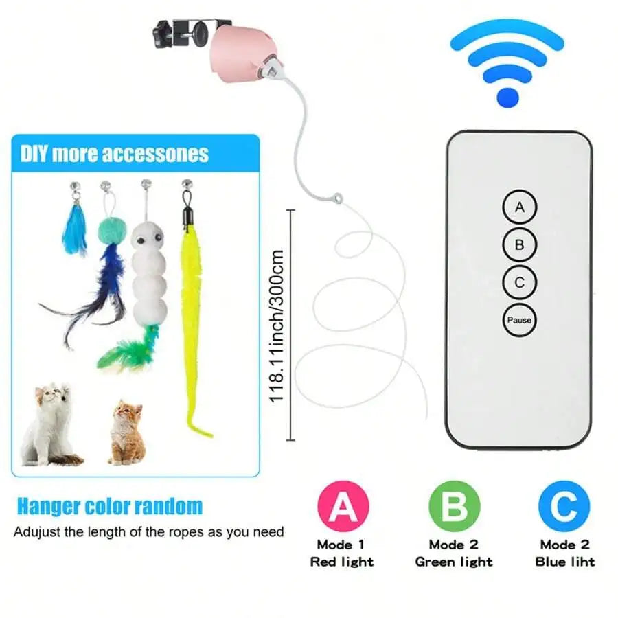 Interactive Cat Toy With Remote Control Replaceable Heads