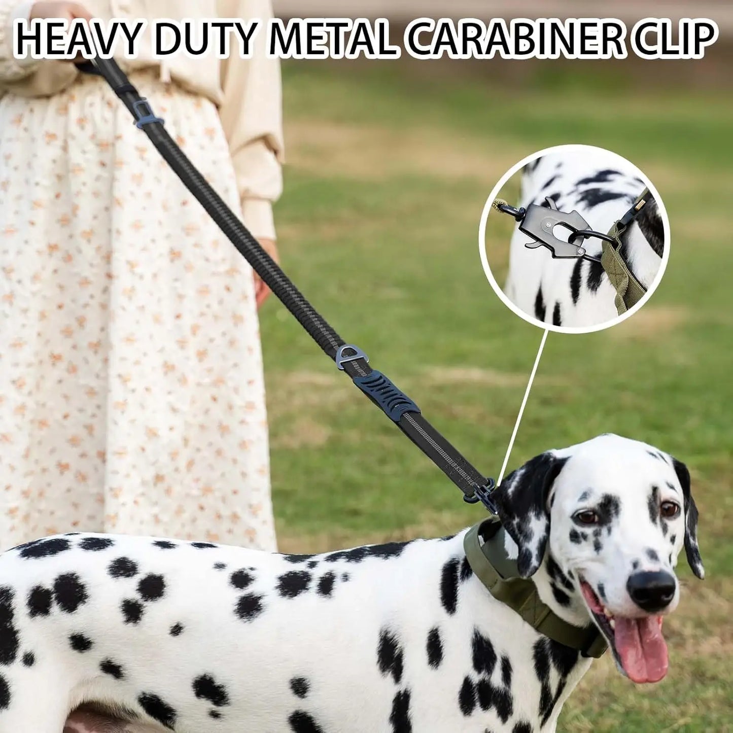 Reflective Shock Absorbing Bungee Dog Leash Car Seatbelt Large Dogs