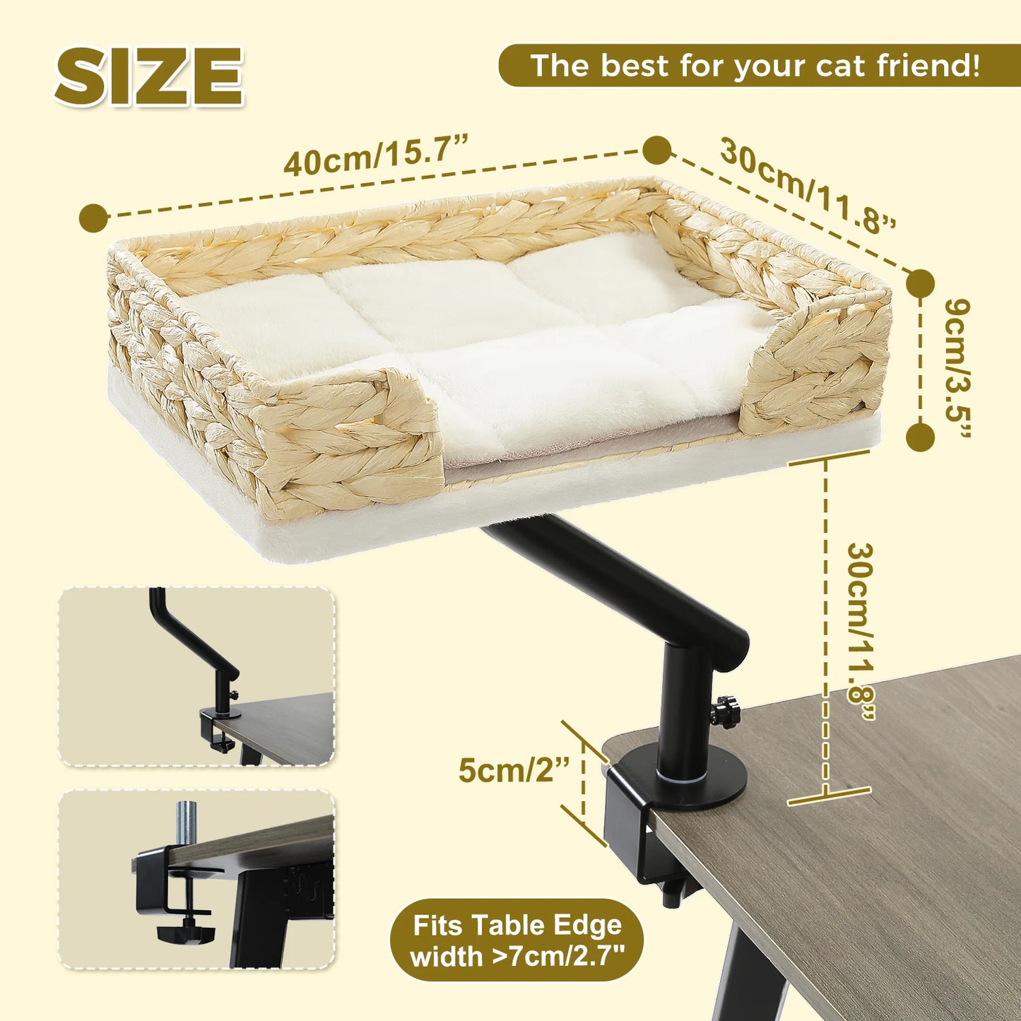 PAWZ Road Cat Desk Bed 360 Degree Rotatable Cat Bed Stand For Indoor Cats