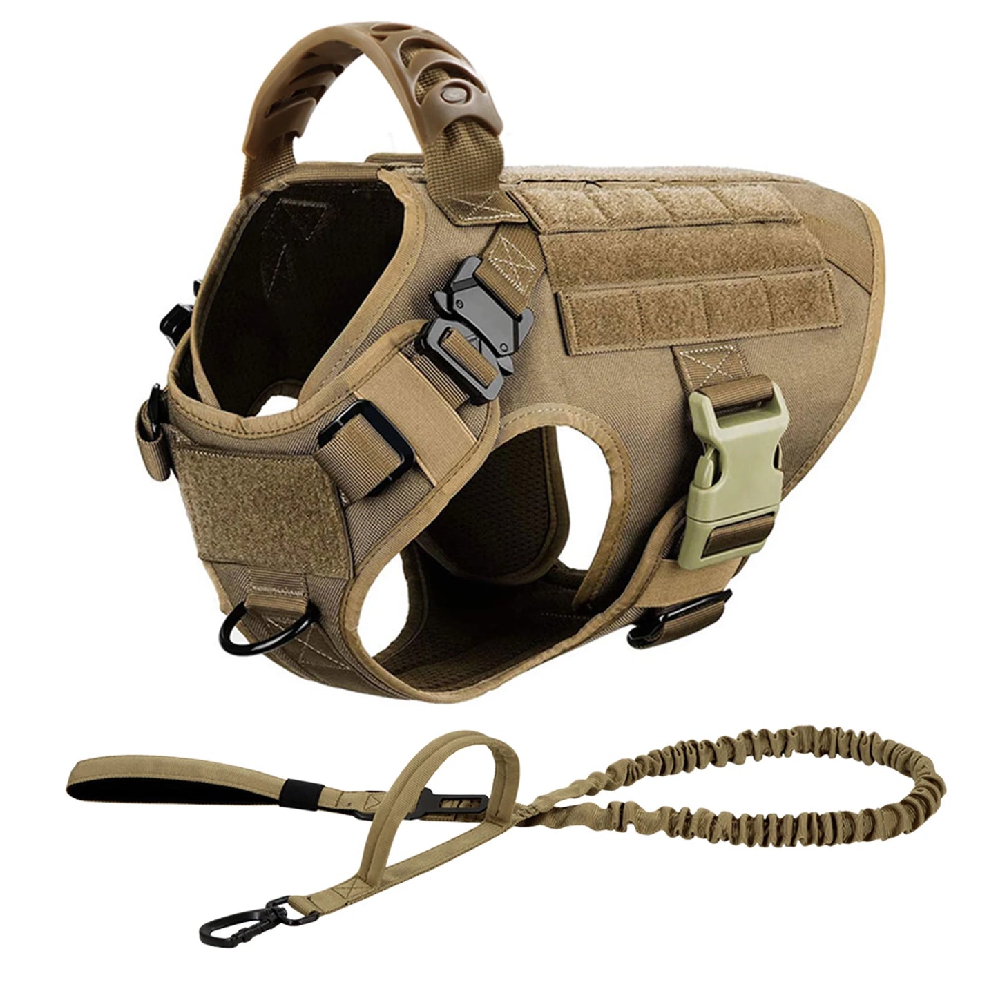 PETRAVEL Tactical Dog Harness Leash Set for Large Dogs