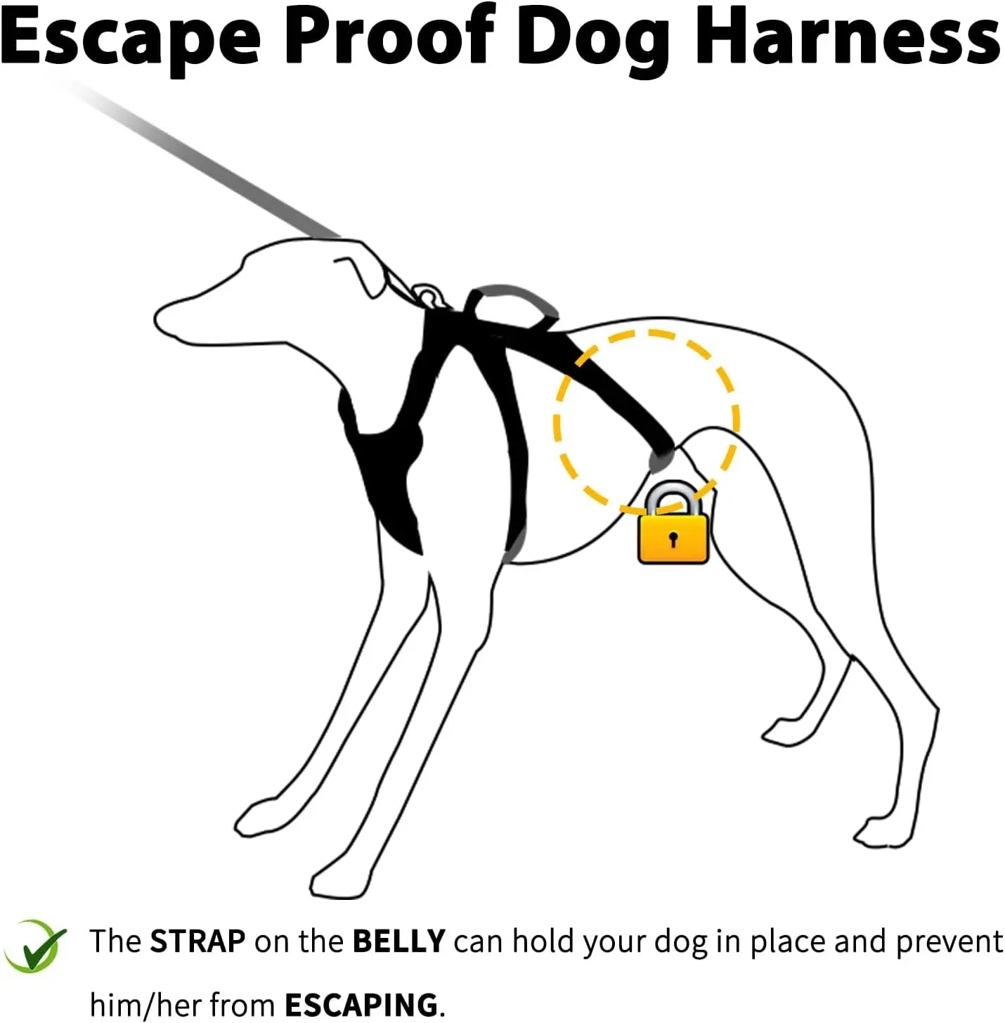 XMSJ Escape Proof Dog Harness With Reflective Lift Handle
