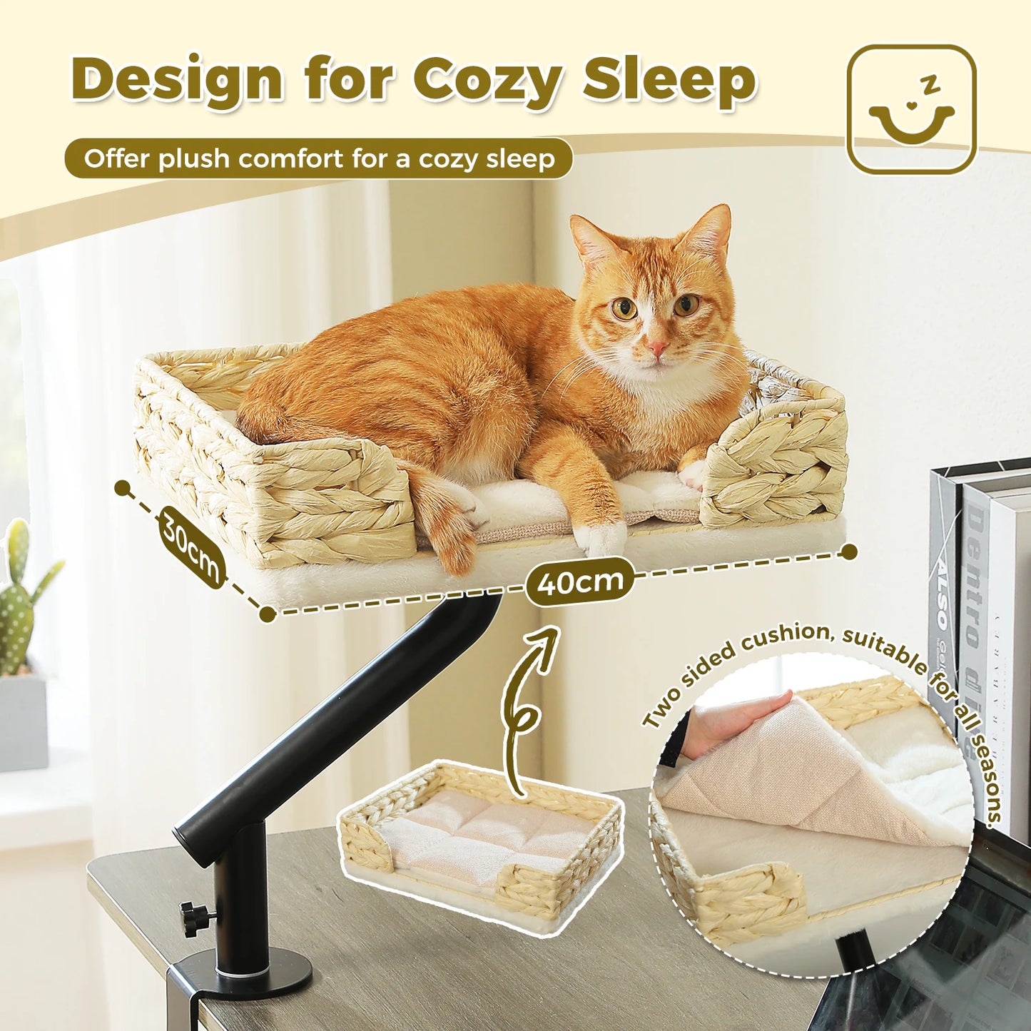 PAWZ Road Cat Desk Bed 360 Degree Rotatable Cat Bed Stand For Indoor Cats