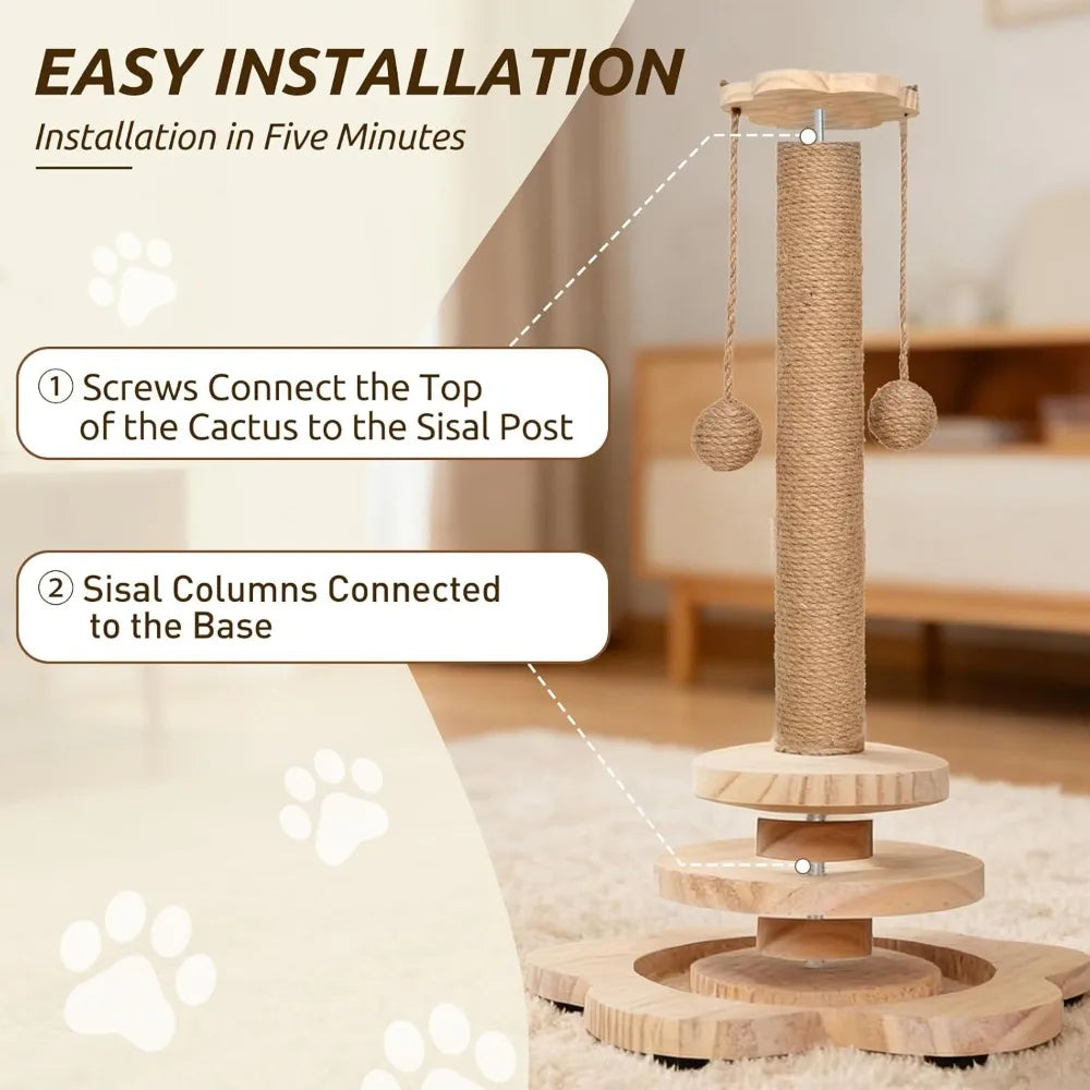 COBASPORT Interactive Cat Scratching Post With 2 Tier Ball Track Sisal Catnip
