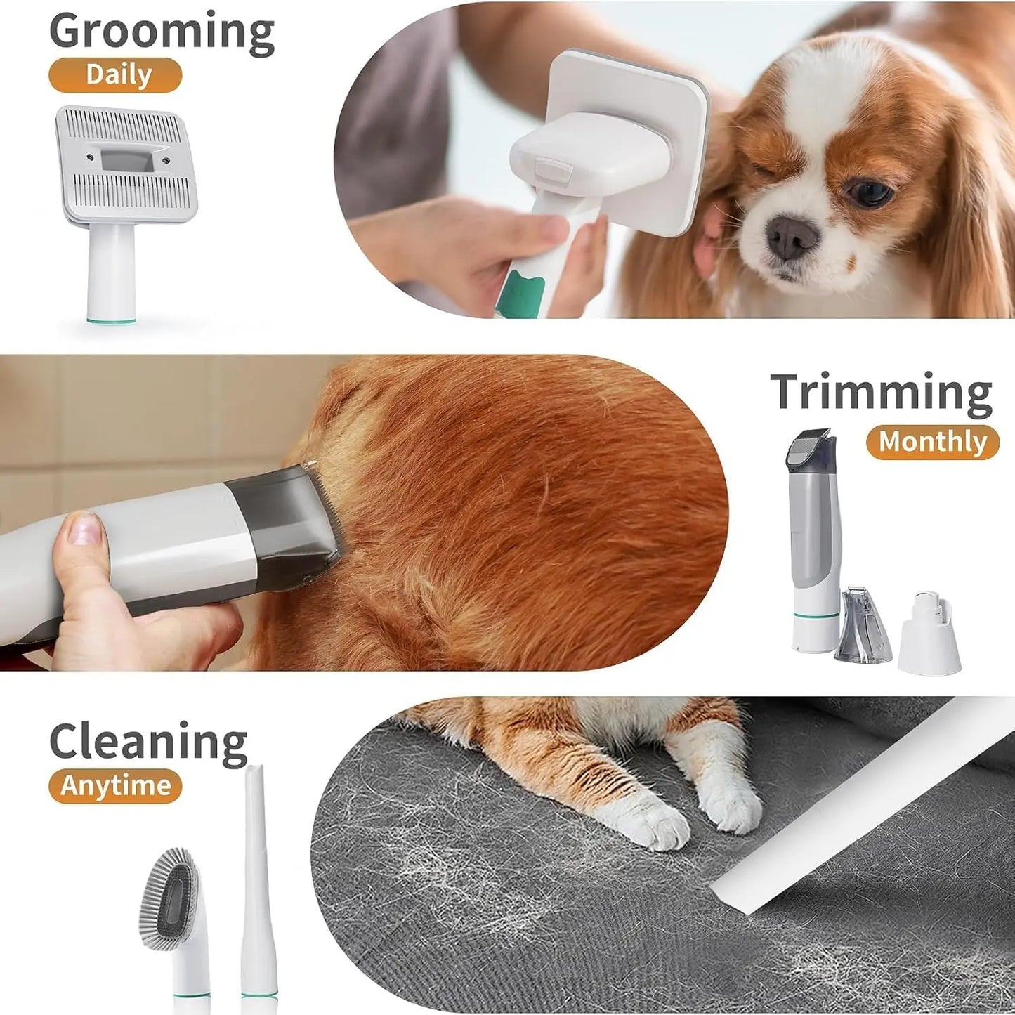 Pet Grooming Vacuum Kit For Dogs And Cats With Clippers