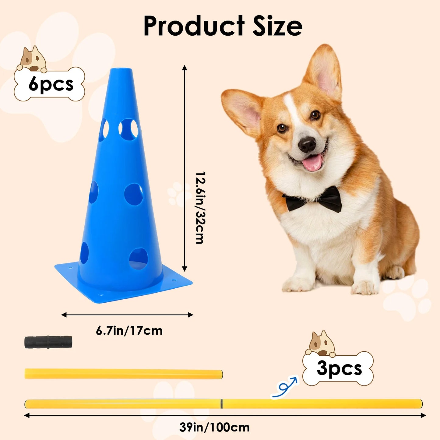 GIMARS Dog Agility Training Set With Hurdles And Marker Tube