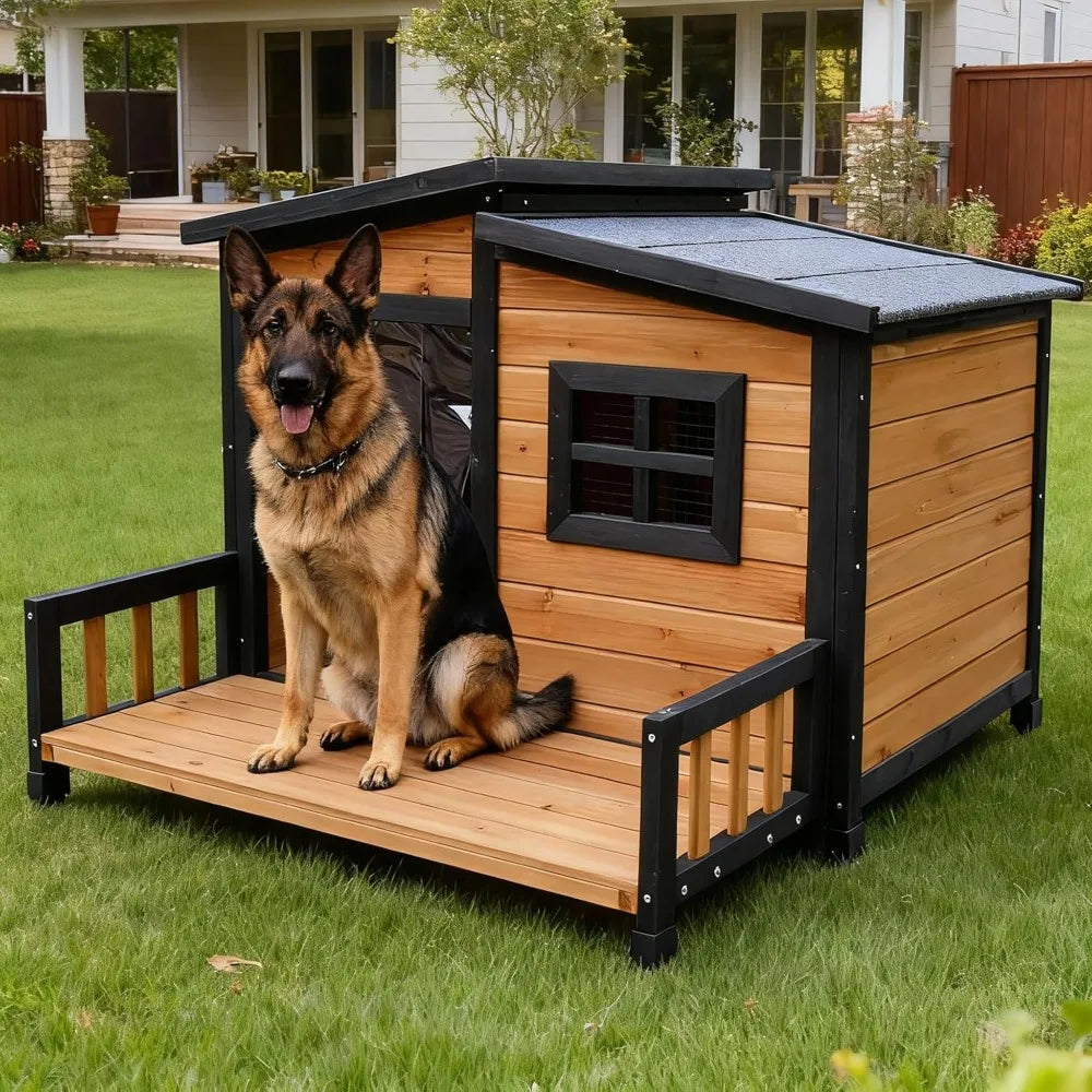 DAFIFY Indoor Outdoor Wooden Insulated Dog House Weatherproof Shelter
