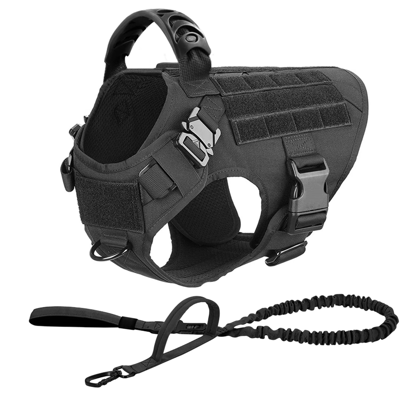 PETRAVEL Tactical Dog Harness Leash Set for Large Dogs