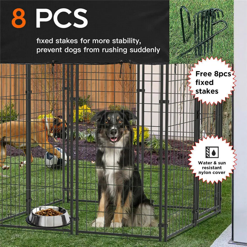Dog Cage Pet Run Enclosure Playpen With Roof Kennel