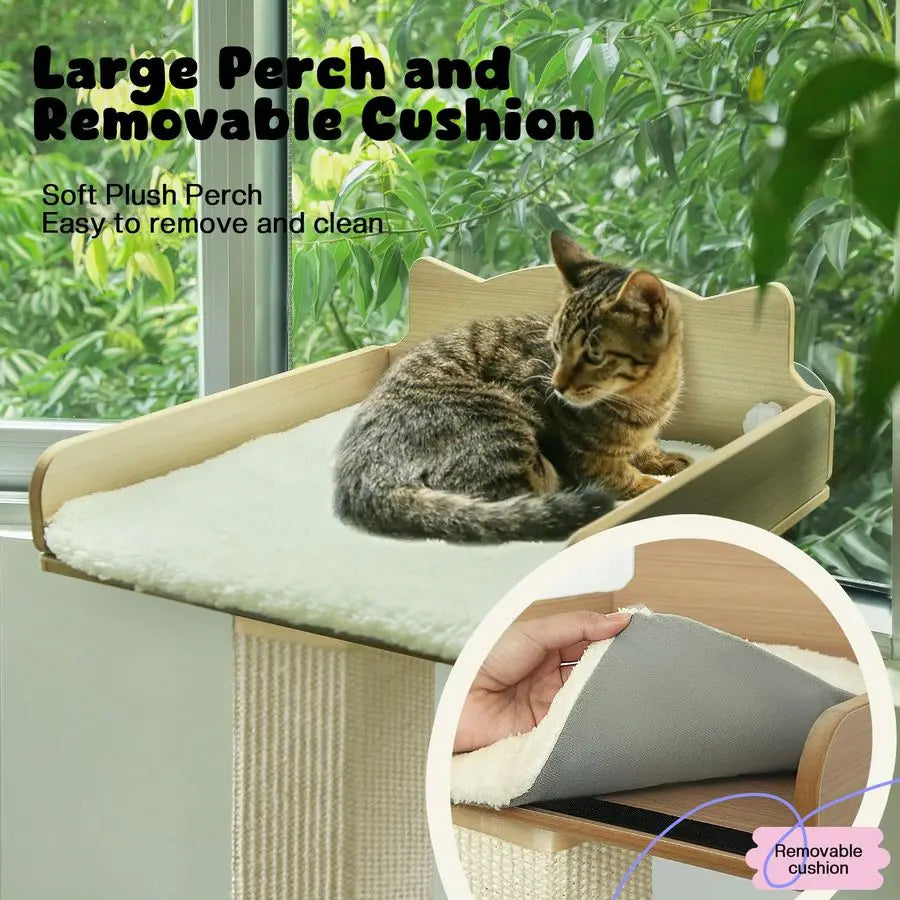 XMSJ Window Cat Perch With Adjustable Sisal Scratching Post Hammock