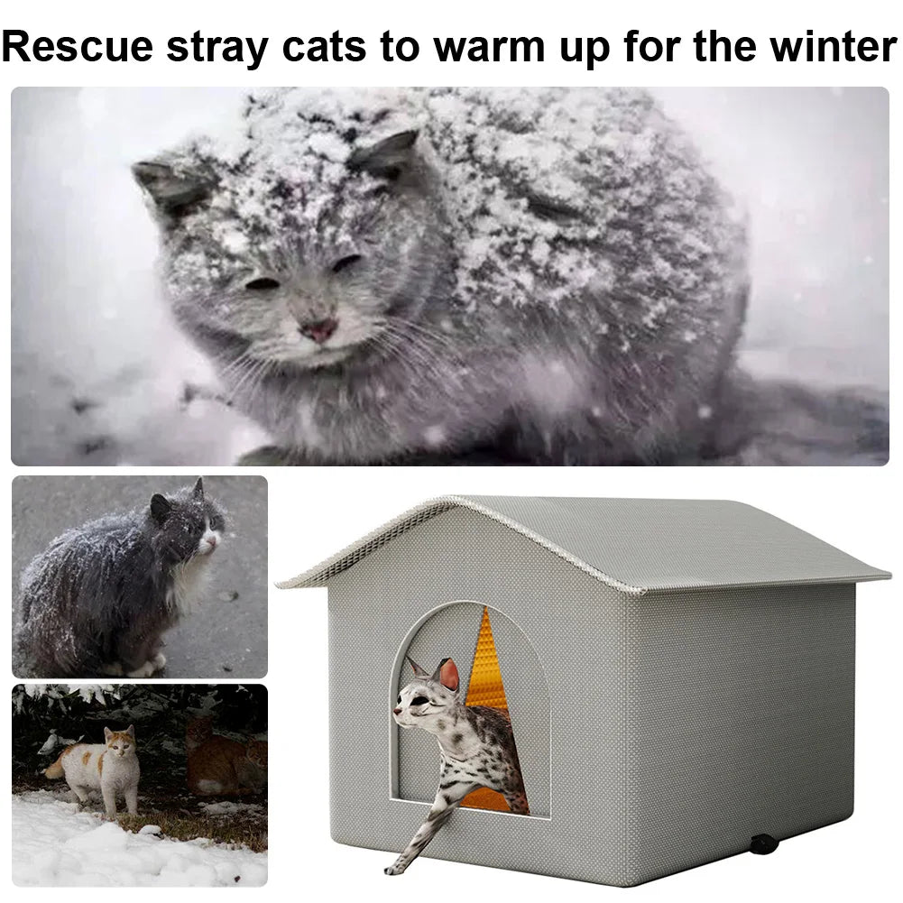 Alloet Outdoor Cat House and Dog Cave Waterproof Winter Shelter
