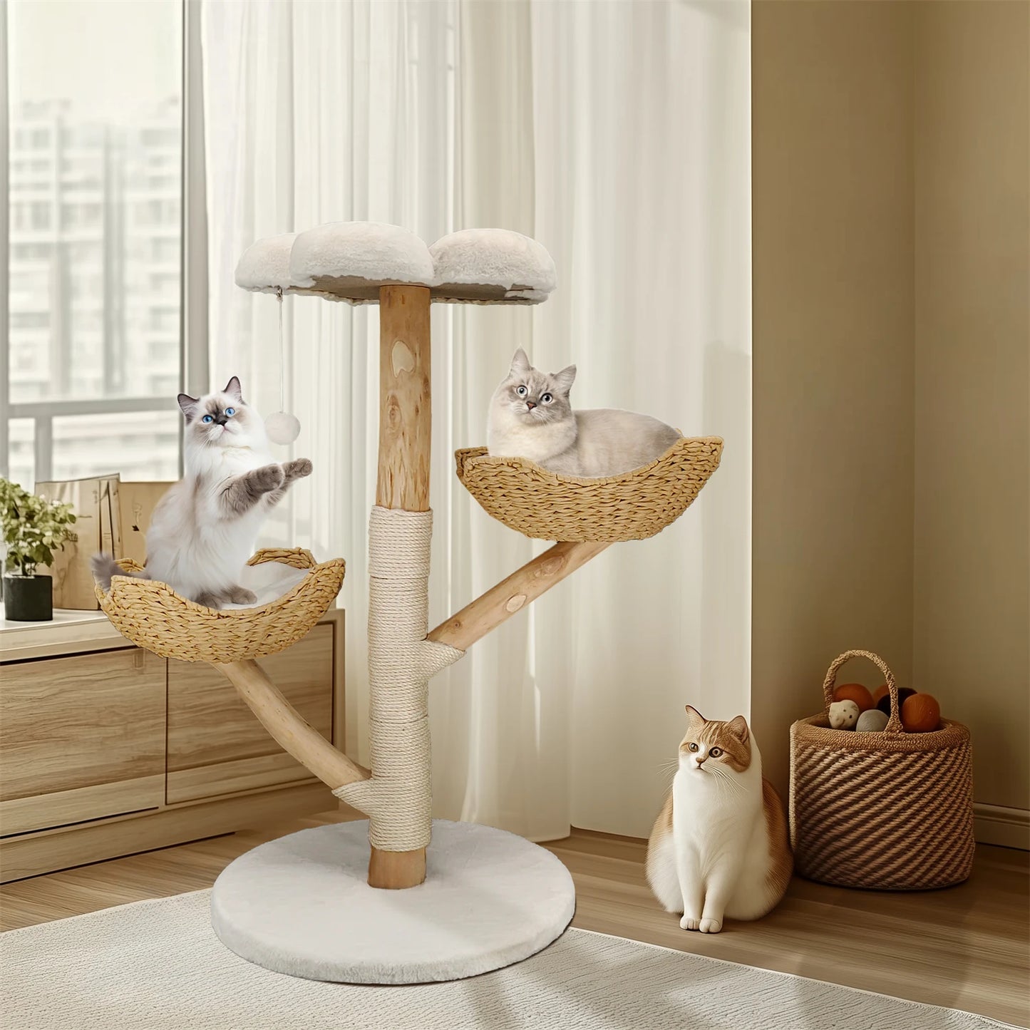 BINGOPAWCN Three Layer Cat Tree Tower With Plush Cushion