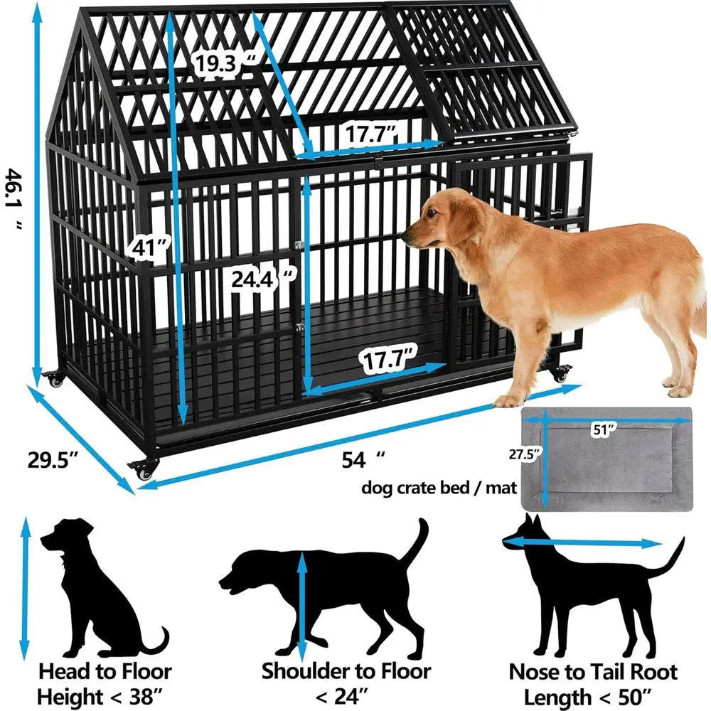 Heavy Duty Dog Crate With Roo Top Removable Trays Lockable