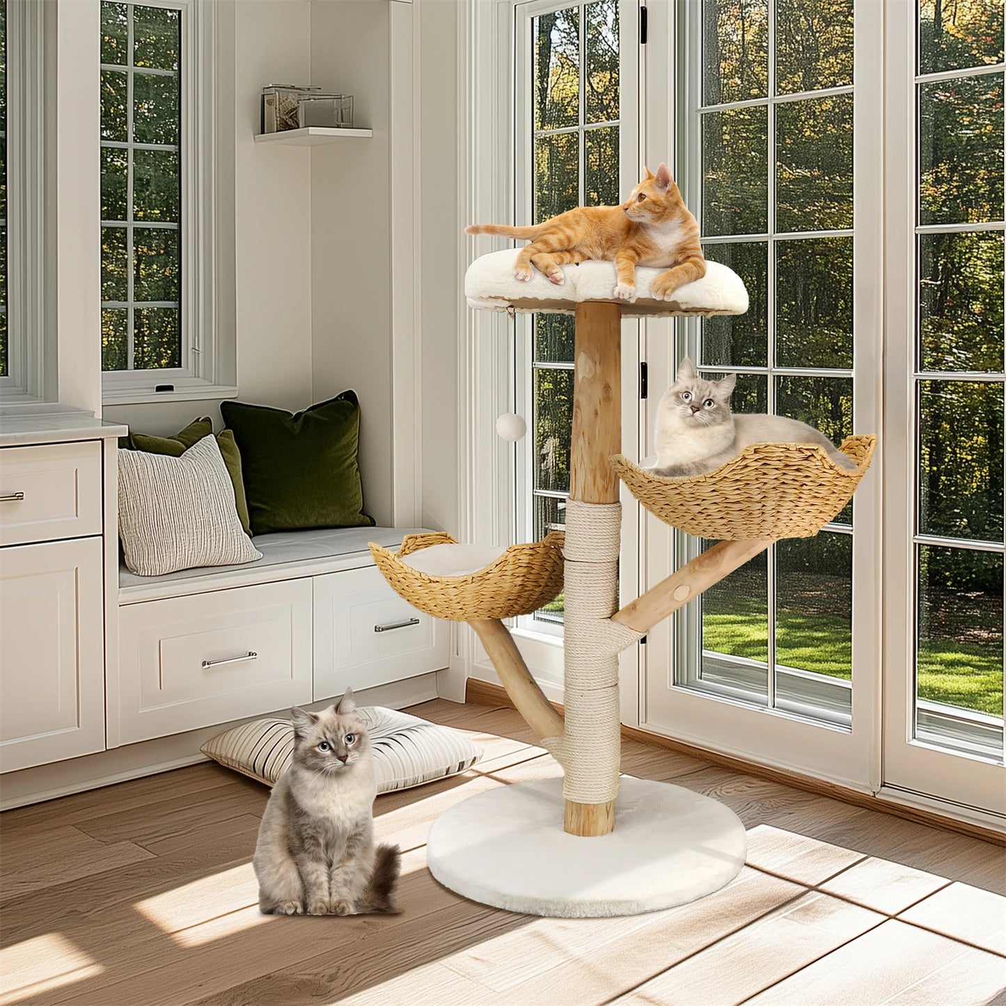 BINGOPAWCN Three Layer Cat Tree Tower With Plush Cushion