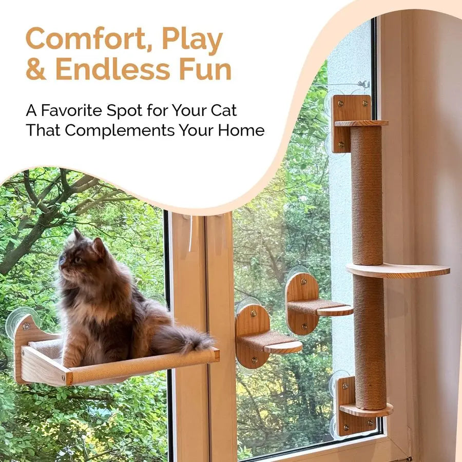 XMSJ Window Wall Mount Cat Shelf Hammock Scratcher Perch