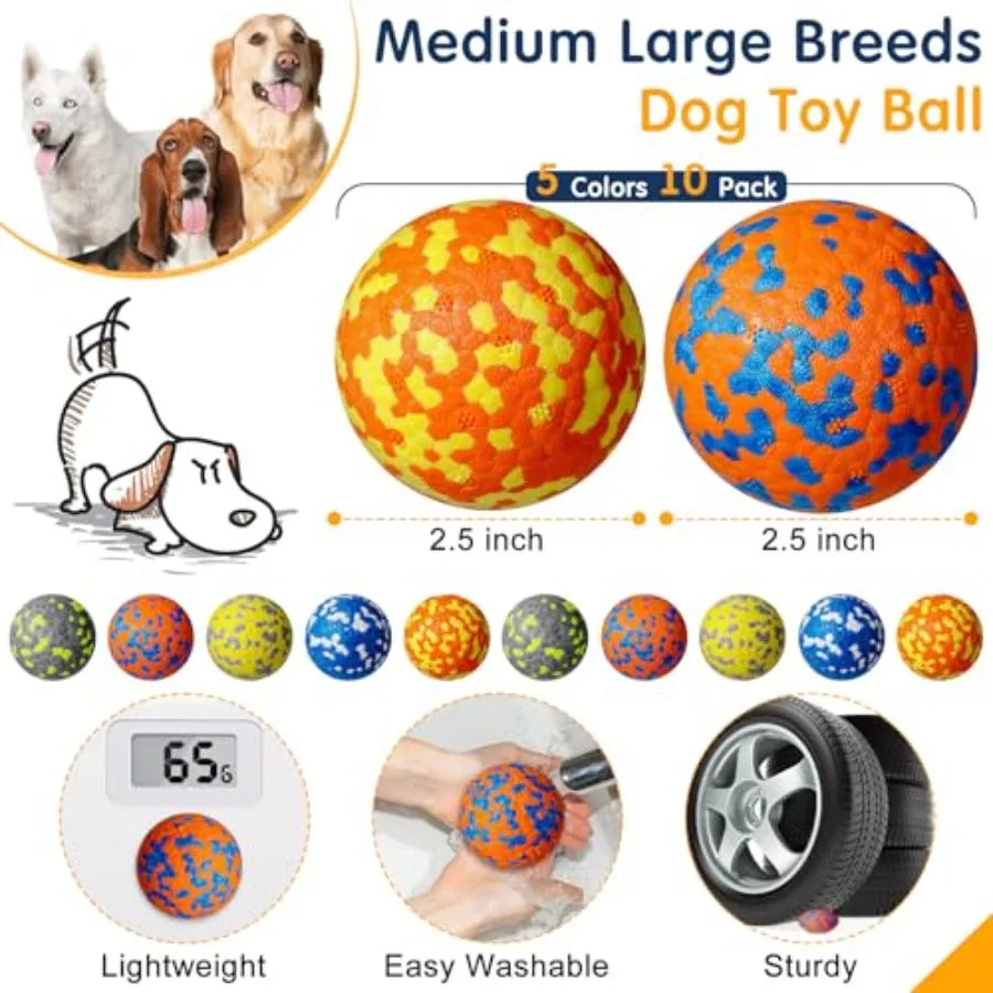 10 Pack Dog Balls for Aggressive Chewers Durable Teething Toys