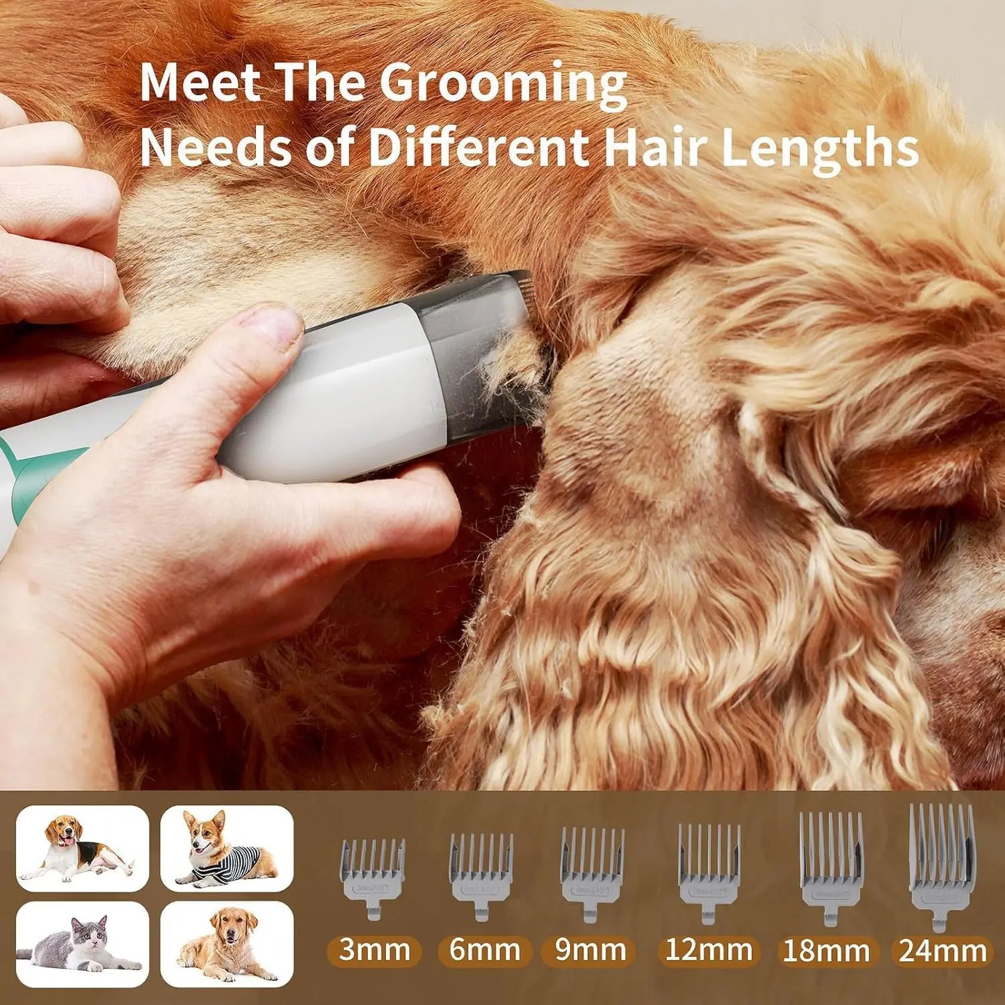 Pet Grooming Vacuum Kit For Dogs And Cats With Clippers