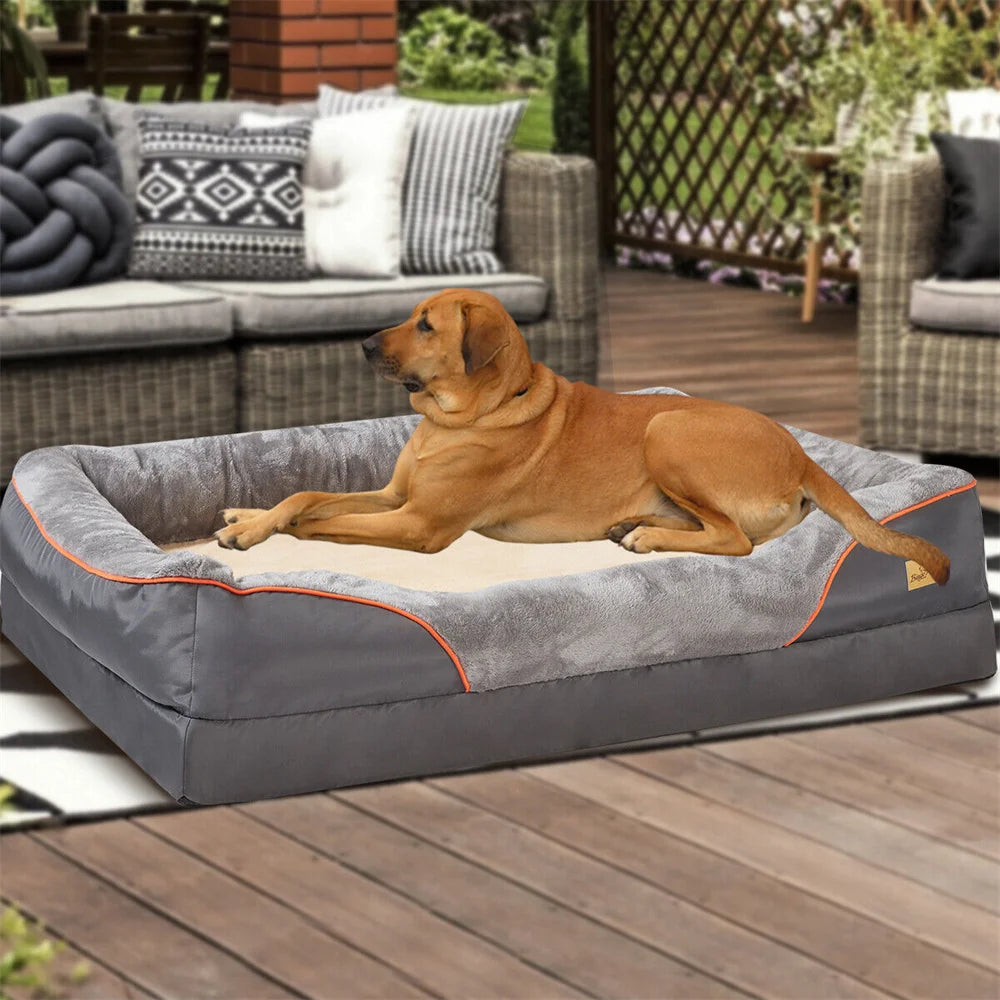 BORWARTCN Orthopedic Memory Foam Dog Bed With Removable Cover