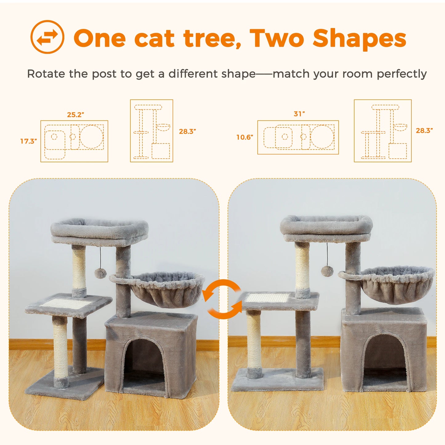 PAWZ Road Cat Tree Tower Two Styles For Indoor Cats