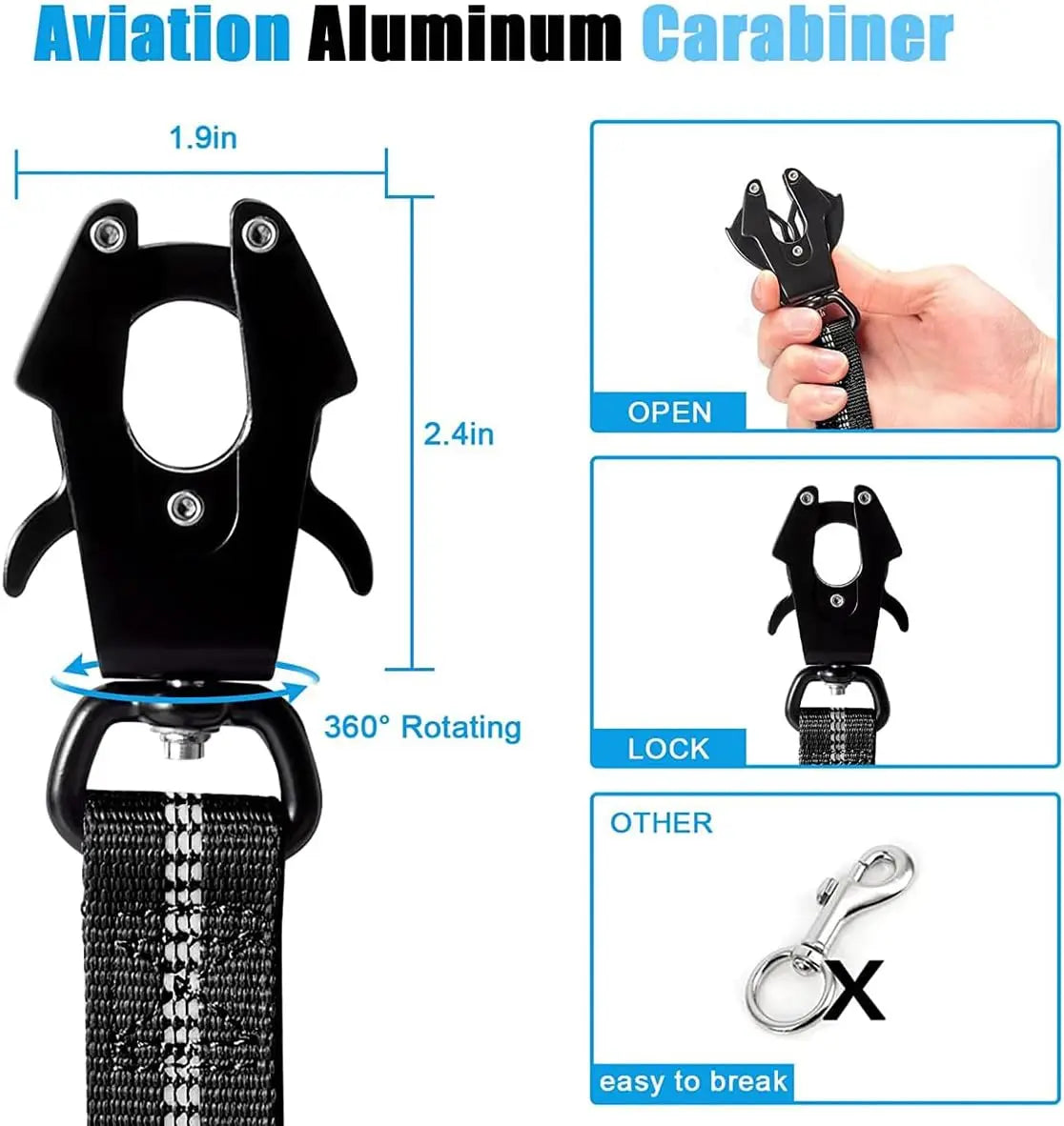 Reflective Shock Absorbing Dog Leash With Car Seatbelt Heavy Duty For Large Dogs