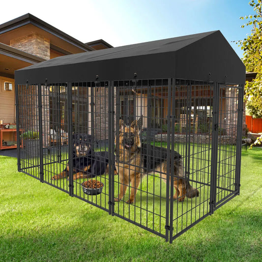 Dog Cage Pet Run Enclosure Playpen With Roof Kennel