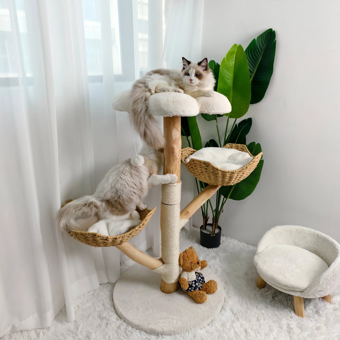 BINGOPAWCN Three Layer Cat Tree Tower With Plush Cushion