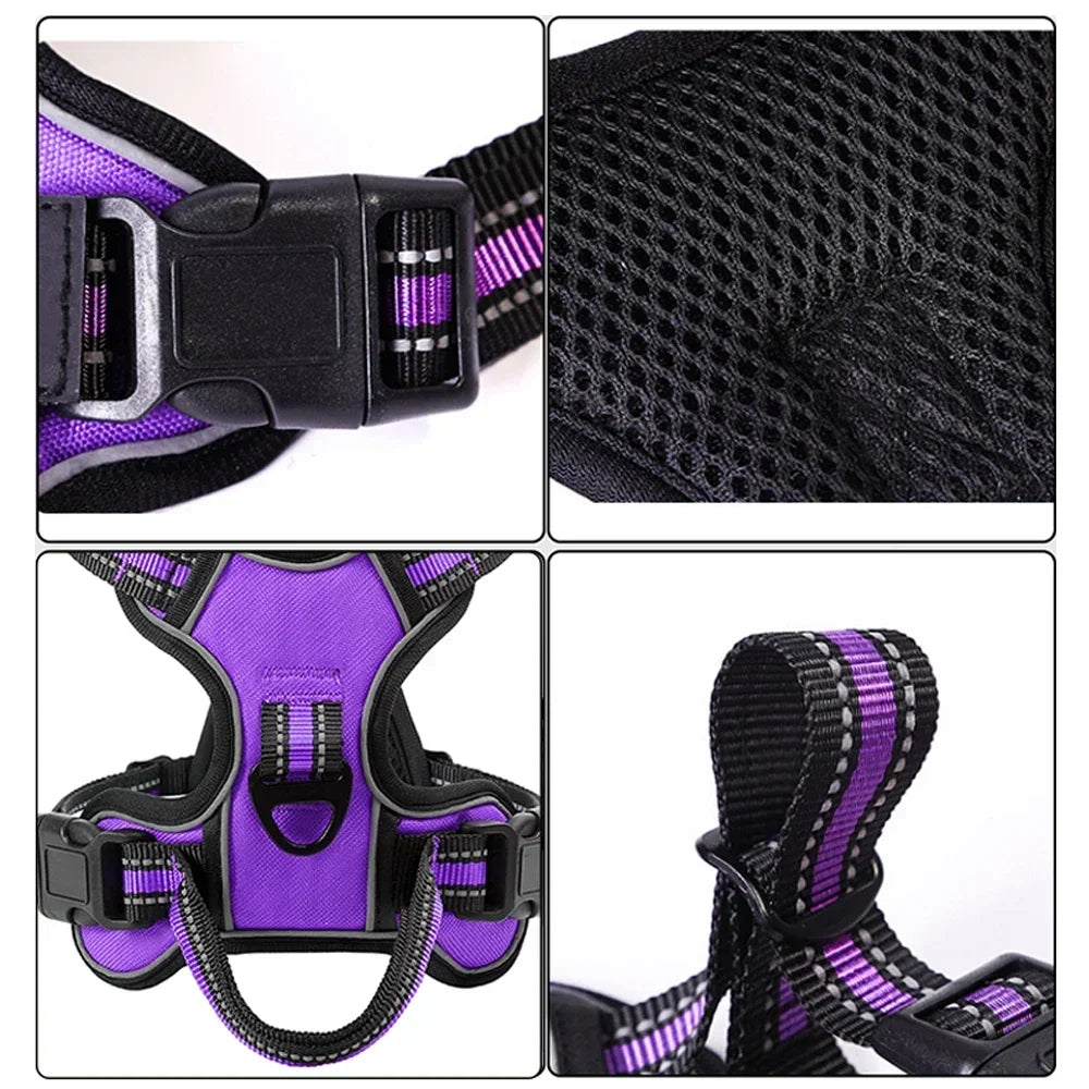 Adjustable Reflective Nylon Dog Harness Vest No Pull Breathable