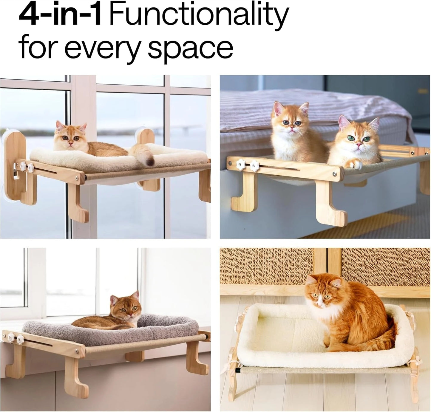 Cat Window Perch Heavy Duty Foldable Hammock Bed Four In One Ledge