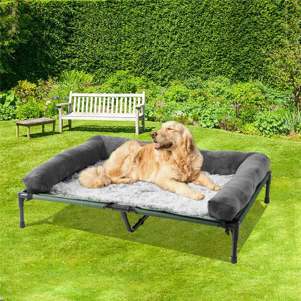 BINGOPAW Elevated Pet Lounger Bed with Detachable Plush Bolster