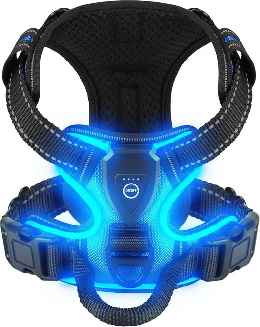 Led Luminous Dog Harness No Pull Adjustable Rechargeable Vest Outdoor