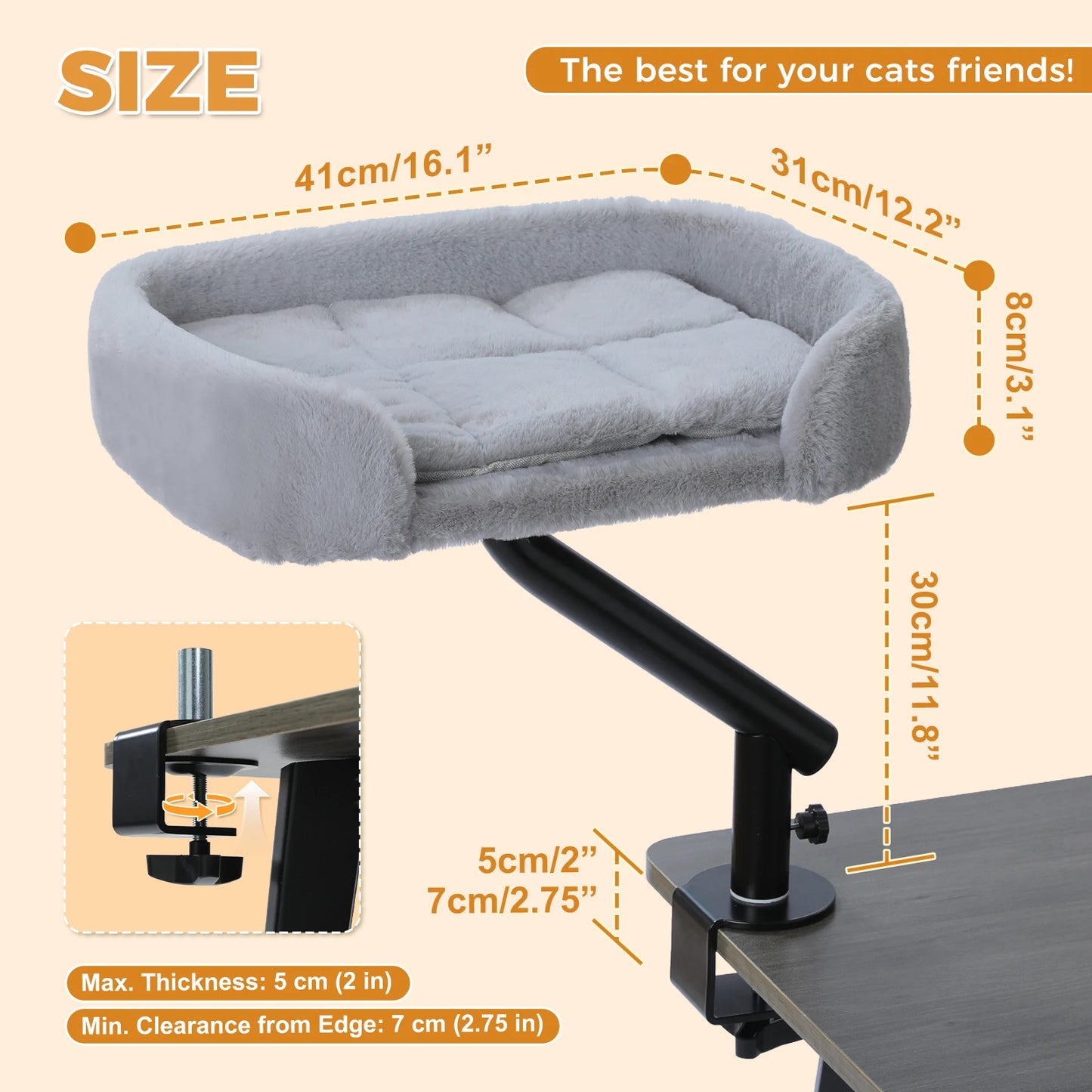 PAWZ Road Cat Desk Bed 360 Degree Rotatable Cat Bed Stand For Indoor Cats