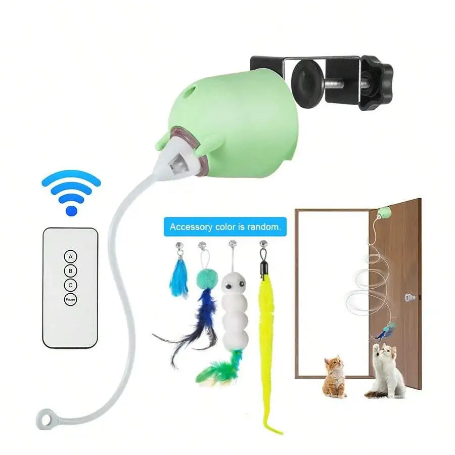 Interactive Cat Toy With Remote Control Replaceable Heads