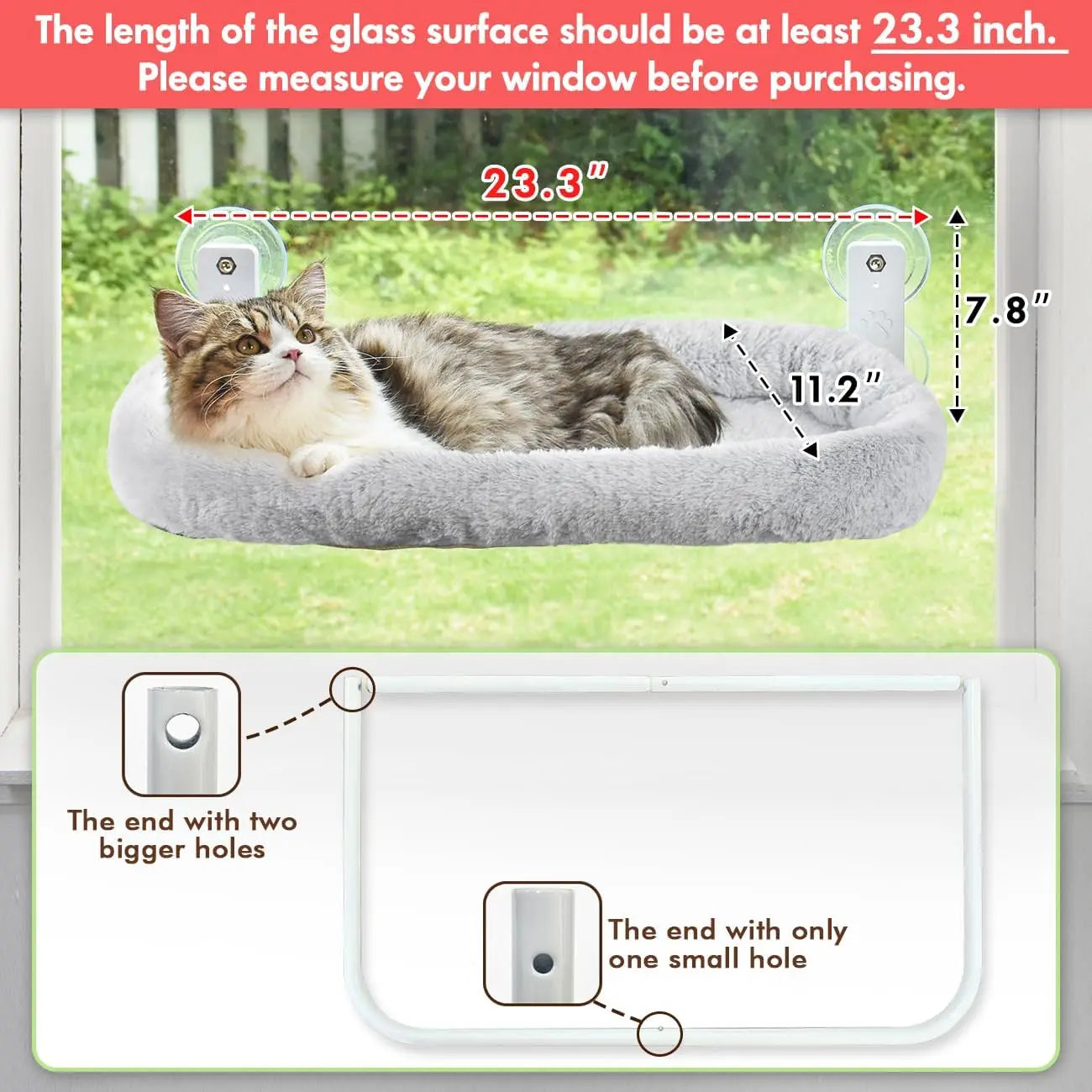 Cordless Cat Window Perch Foldable Hammock Metal Frame Removable Covers