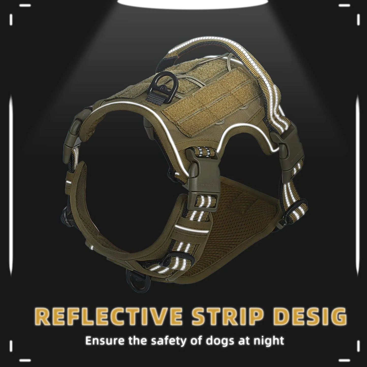 Tactical No Pull Dog Harness With Reflective Breathable MOLLE Vest