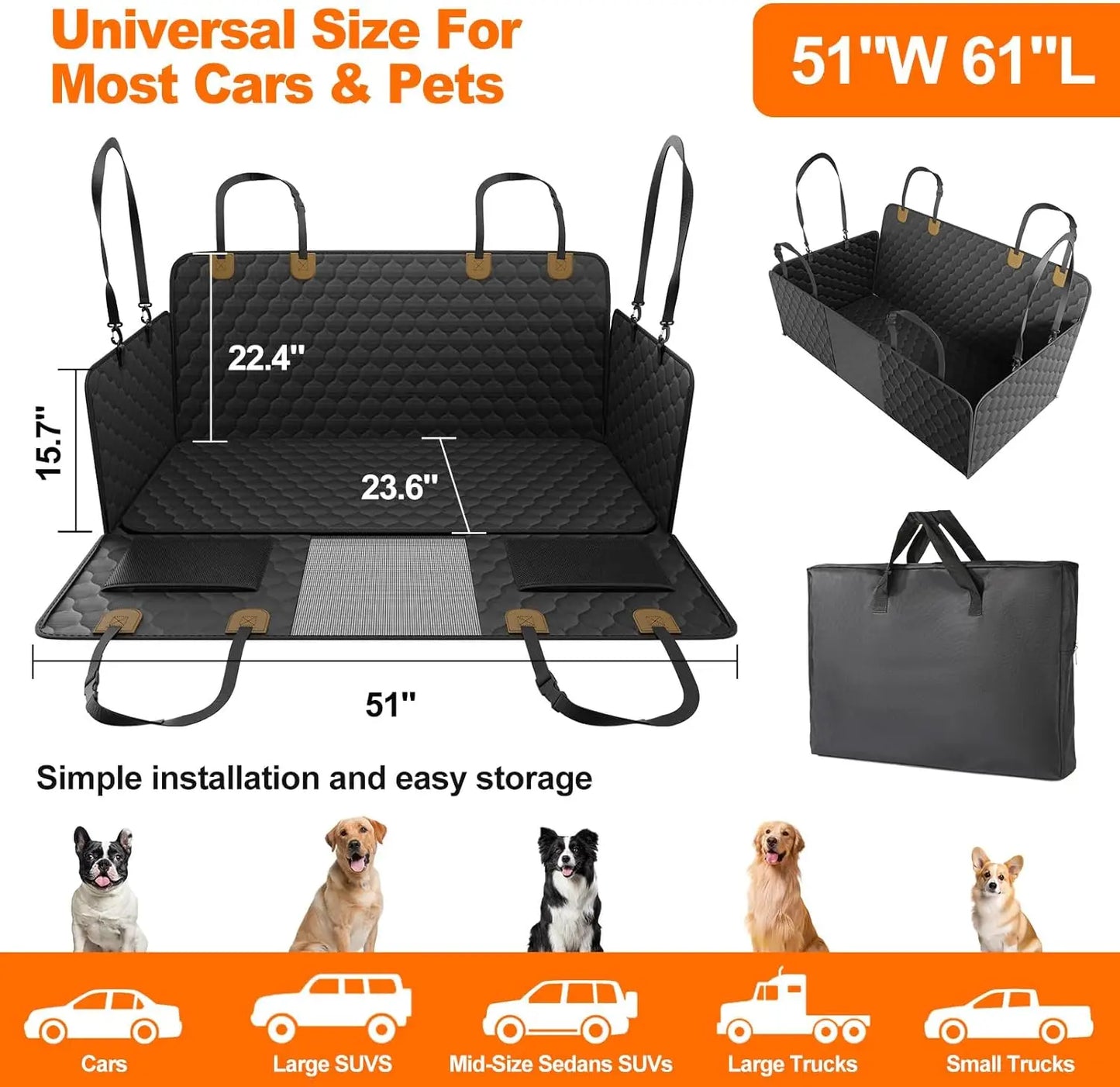 WedyvkoCN Waterproof Foldable Dog Car Seat Hammock Back Seat Protector