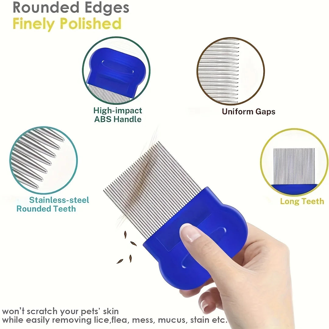 Stainless Steel Flea Lice Double-Sided Grooming Comb Pack 4