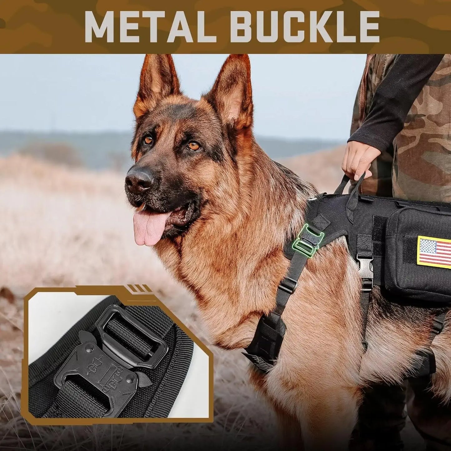 Tactical Dog Harness With Handle No Pull Military Vest Adjustable Chest