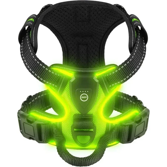 Led Luminous Dog Harness No Pull Adjustable Rechargeable Vest Harness