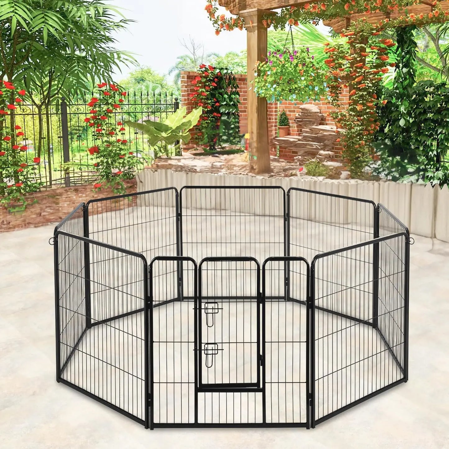 Heavy Duty Metal Dog Playpen Removable Panels Indoor Outdoor Fence