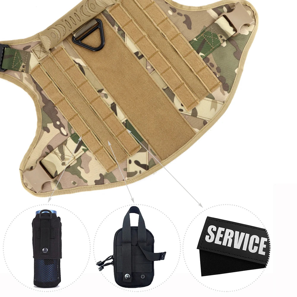 PETRAVEL Tactical Dog Harness Leash Set for Large Dogs