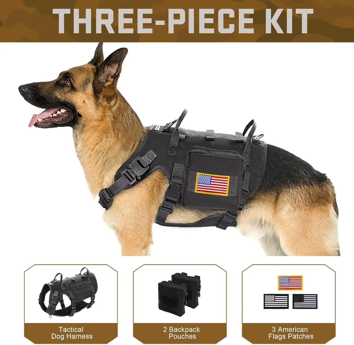 Tactical Dog Harness With Handle No Pull Military Vest Adjustable Chest