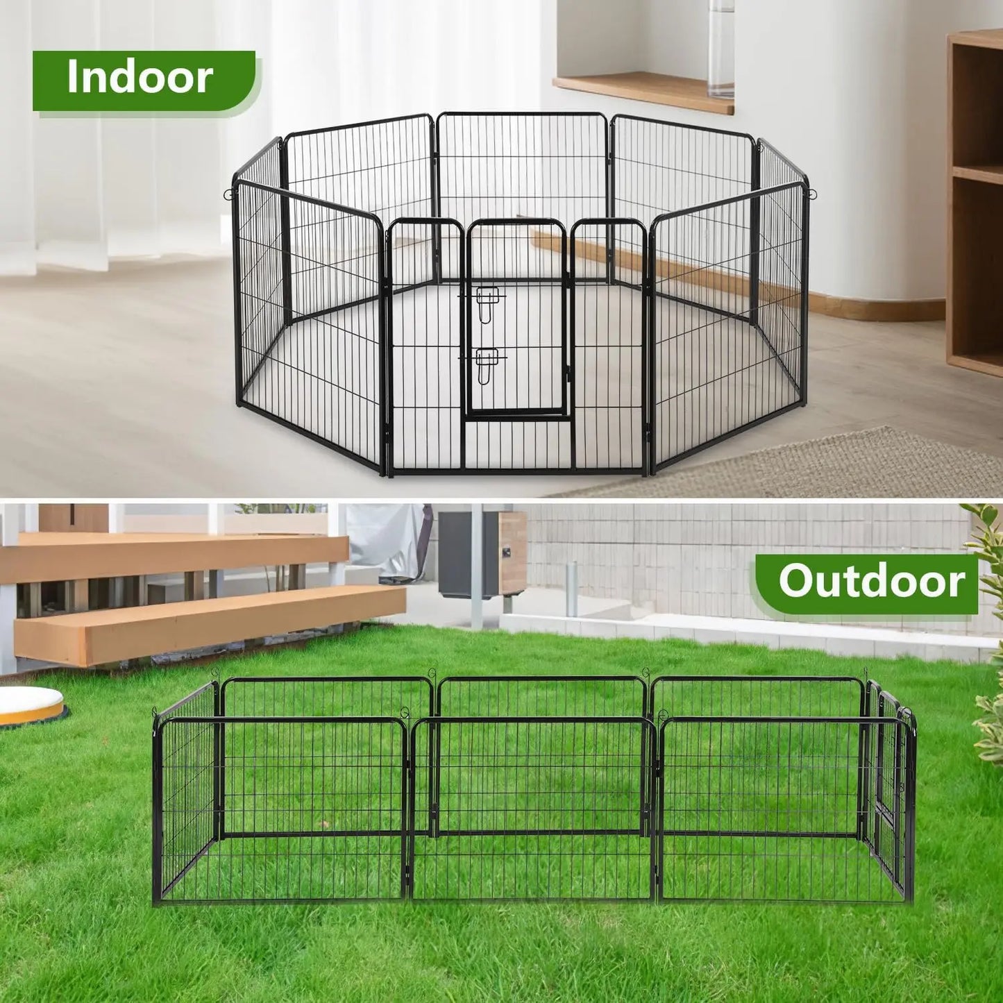 Heavy Duty Metal Dog Playpen Removable Panels Indoor Outdoor Fence