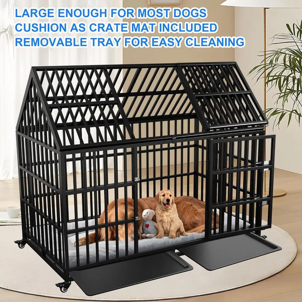 Heavy Duty Dog Crate With Roo Top Removable Trays Lockable