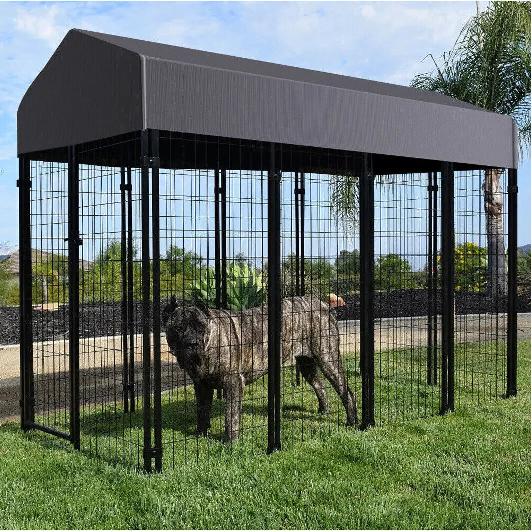 Dog Cage Pet Run Enclosure Playpen With Roof Kennel