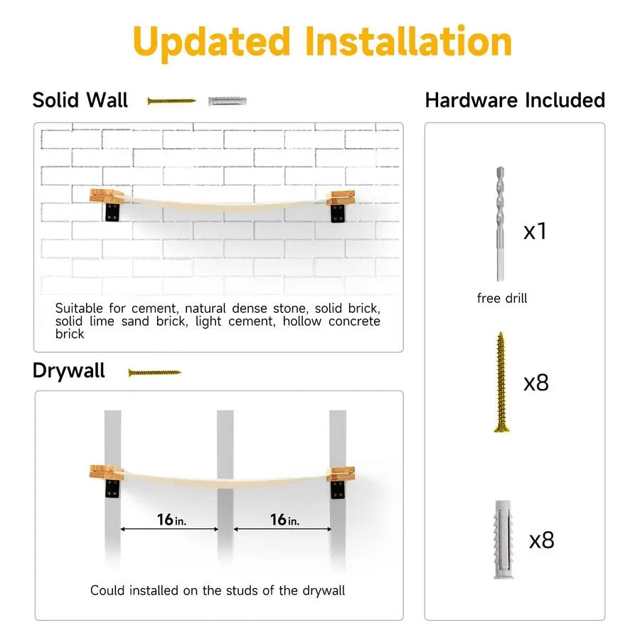 XMSJ Cat Wall Shelf Hammock Kitten Window Perch Easy Install
