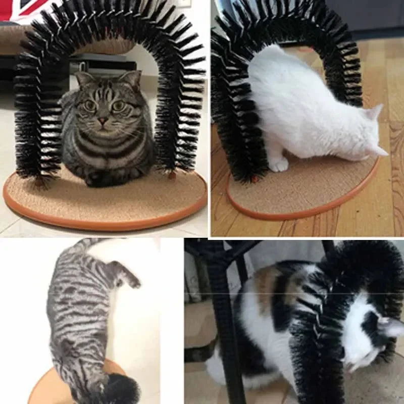 Cat Arch Wooden Self Grooming Massage Brush Scratching Toy