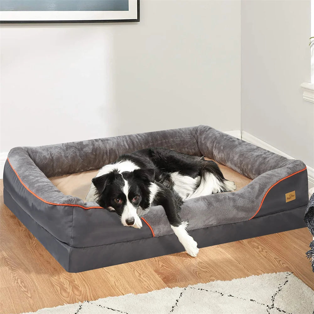 BORWARTCN Orthopedic Memory Foam Dog Bed With Removable Cover