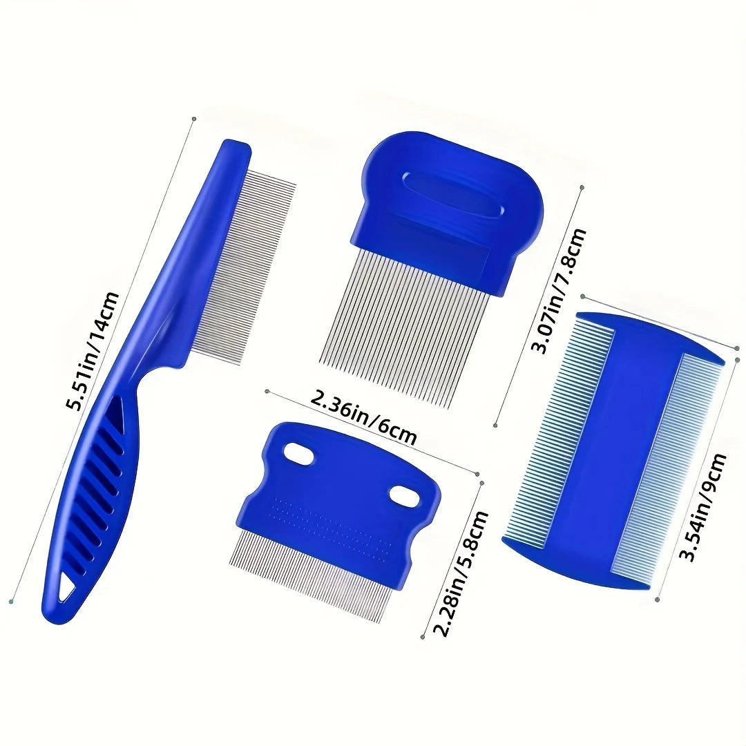 Stainless Steel Flea Lice Double-Sided Grooming Comb Pack 4