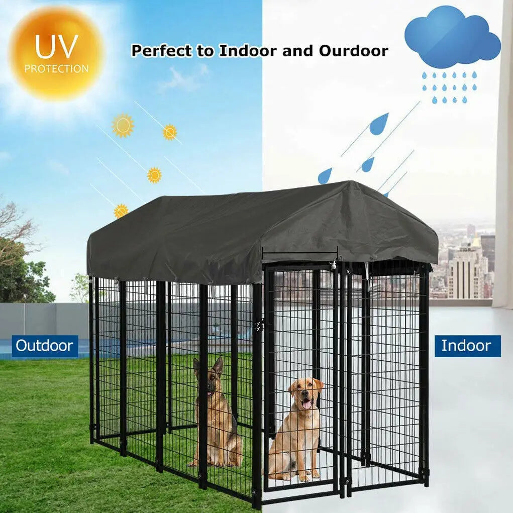 Dog Cage Pet Run Enclosure Playpen With Roof Kennel